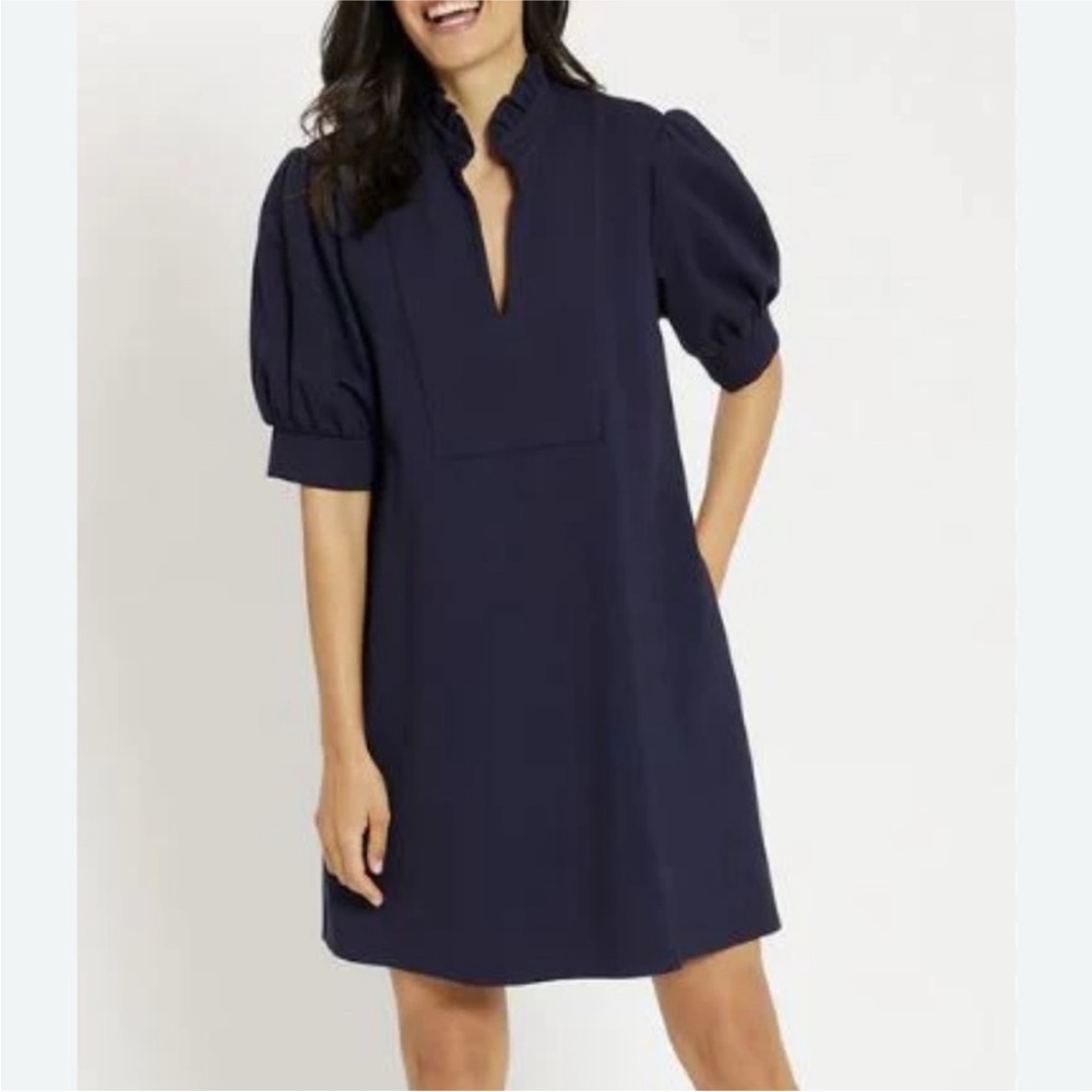 Jude Connally Navy Puff-Sleeve Mini Dress